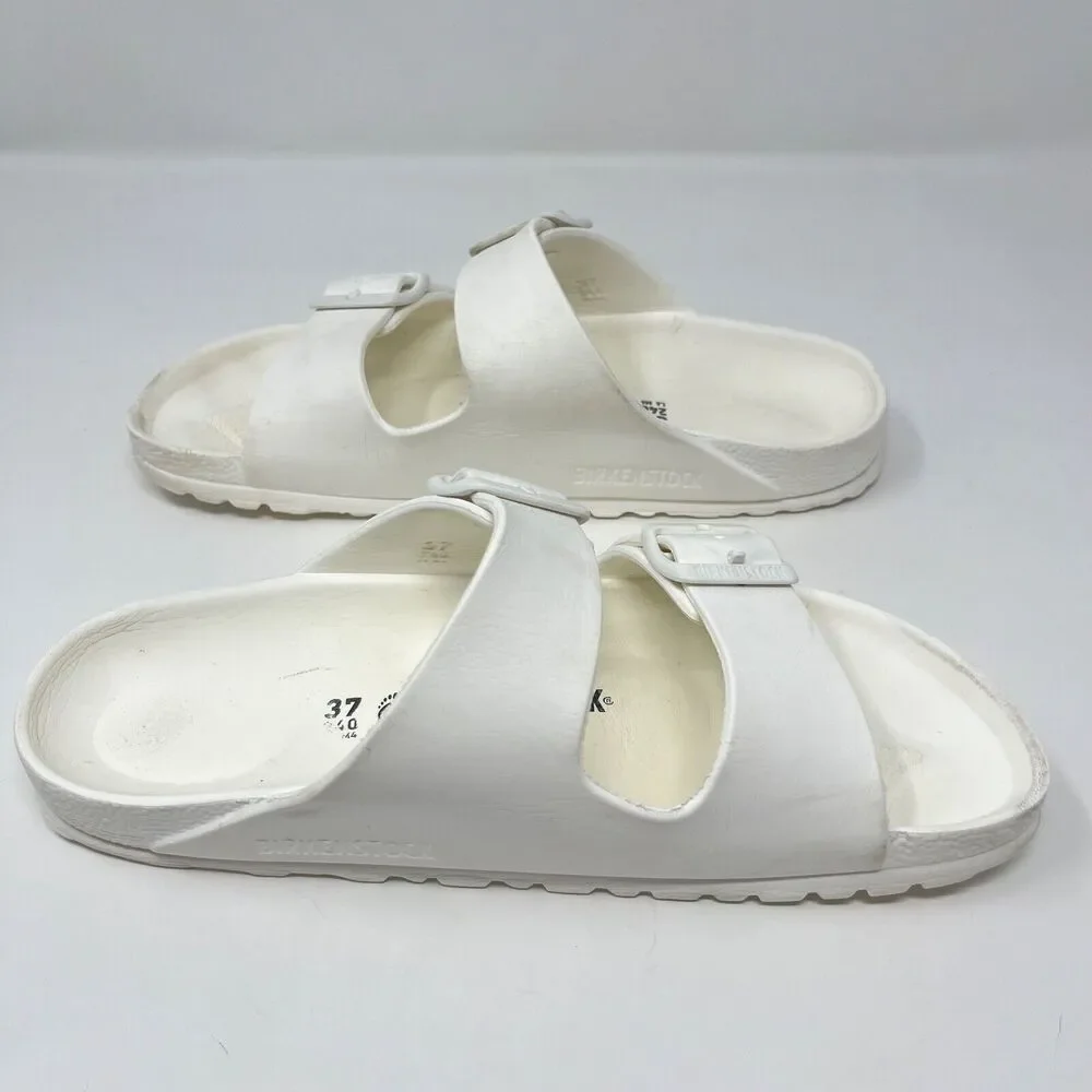 Birkenstock Arizona EVA Beach Sandals Size US 6 EU 37 White Buckle Slides